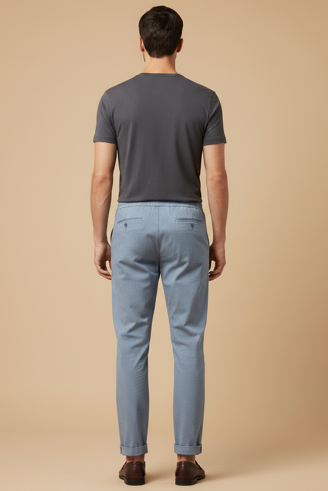 Pantalon Chino Bleu Ciel Coton Slim Décontracté Homme - vue 2