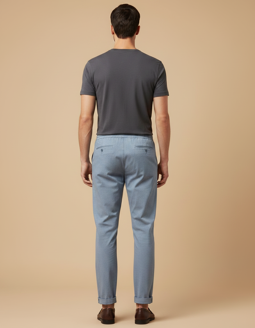 Pantalon Chino Bleu Ciel Coton Slim Décontracté Homme - vue 2