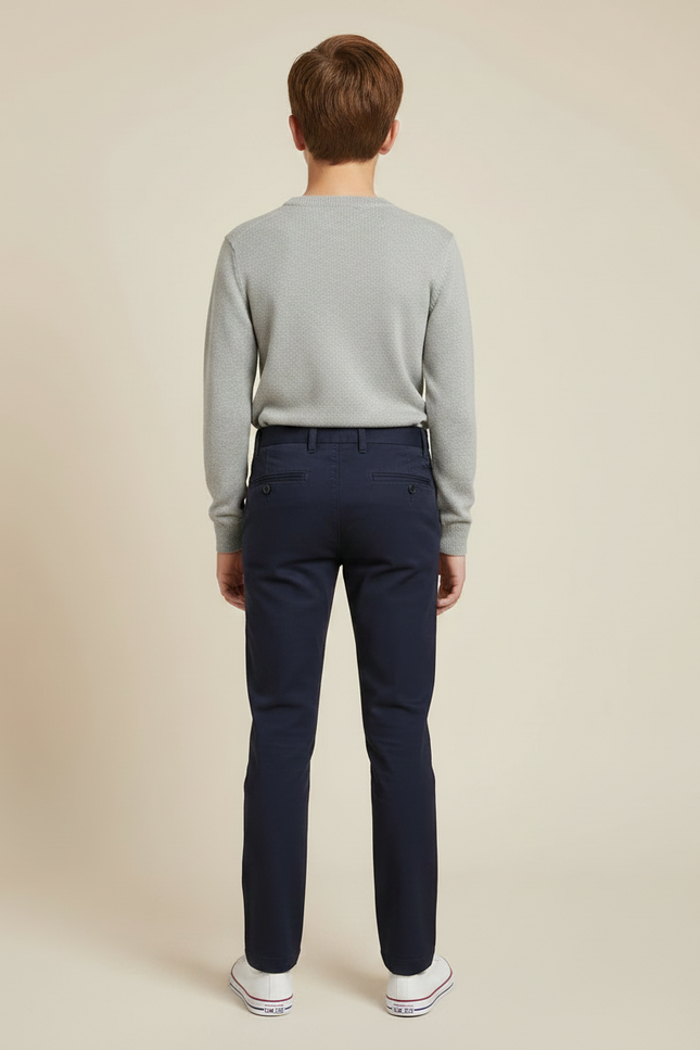Pantalon Chino Bleu Marine Slim Coton Enfant - vue 2