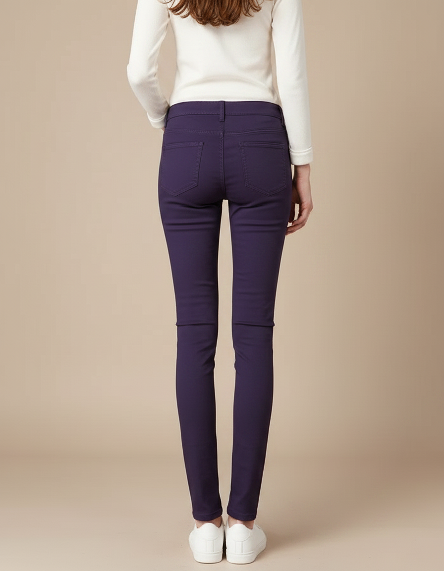 Pantalon Chino Femme Violet Skinny Confort Stretch - Coton - vue 2