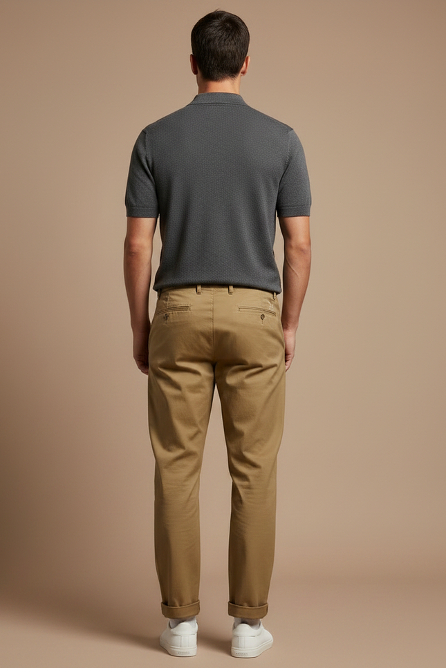 Pantalon Chino Kaki Coton Décontracté Tendance Homme - vue 2