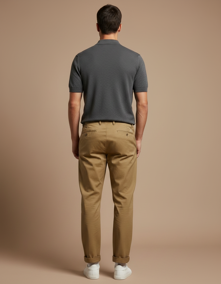 Pantalon Chino Kaki Coton Décontracté Tendance Homme - vue 2