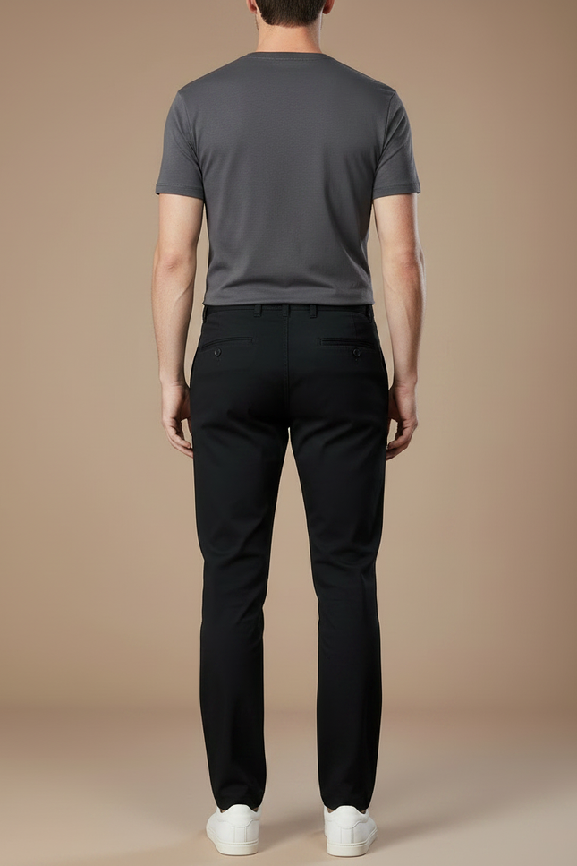 Pantalon Chino Noir Coton Droit Homme Décontracté - vue 2