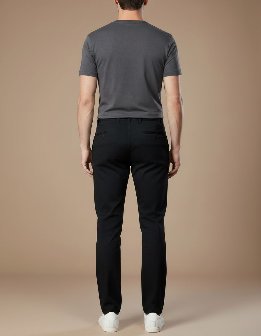 Pantalon Chino Noir Coton Droit Homme Décontracté - vue 2