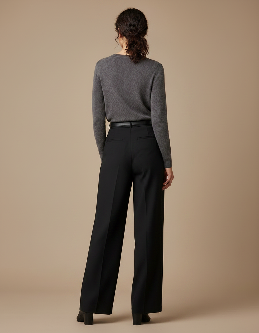 Pantalon Chino Femme Noir Large Habillé - Polyester - vue 2