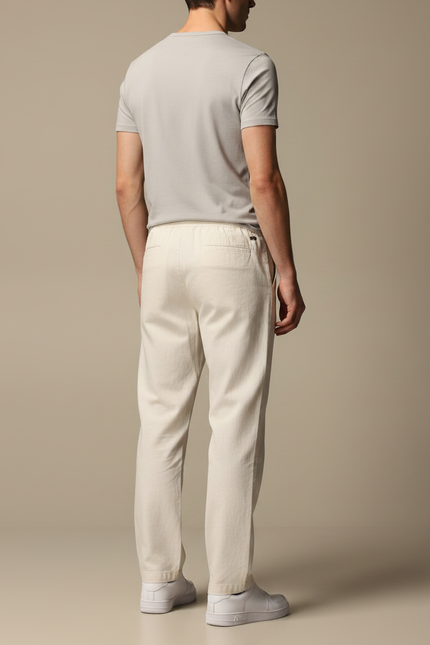 Pantalon Chino Écru Coton Droit Décontracté Homme - Beige - vue 2