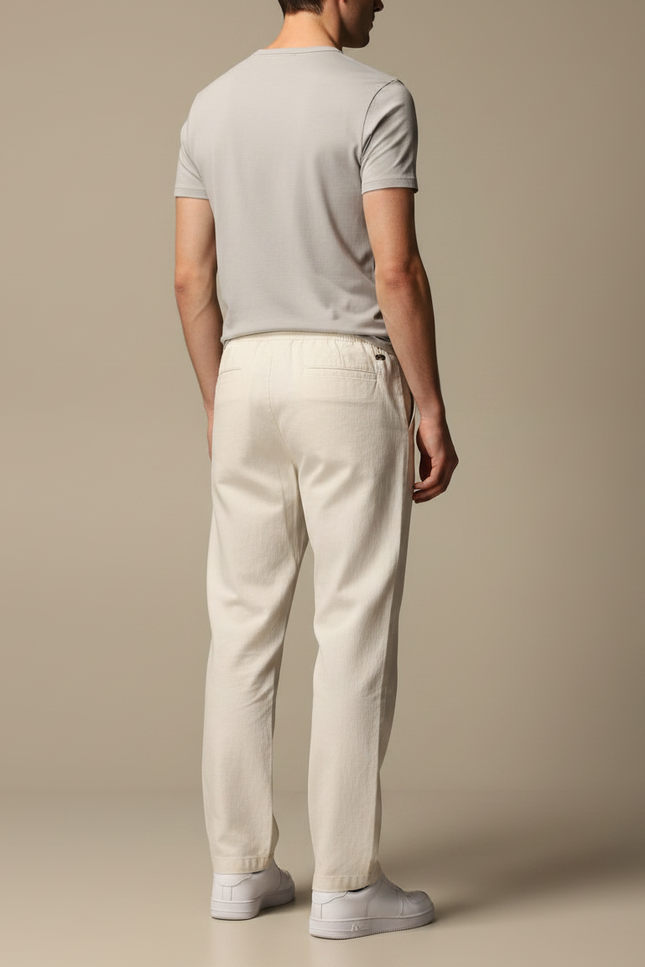 Pantalon Chino Écru Coton Droit Décontracté Homme - Beige - vue 2