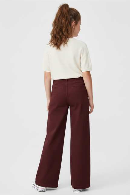 Pantalon Chino Bordeaux Ample Coton Enfant Décontracté - vue 2