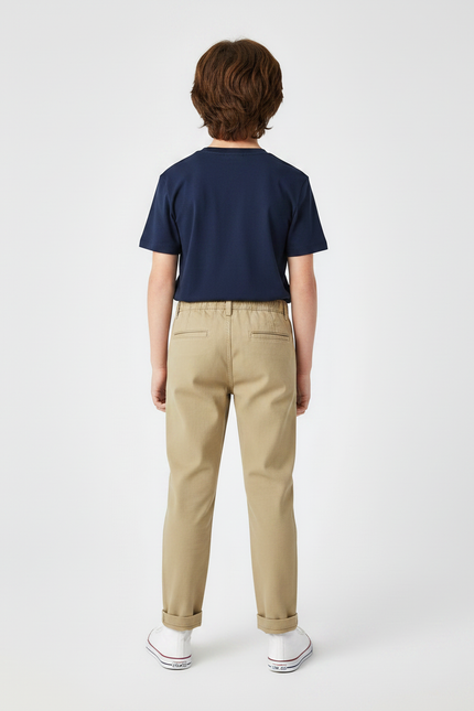 Pantalon Chino Kaki Coton Décontracté Coupe Droite Enfant - vue 2