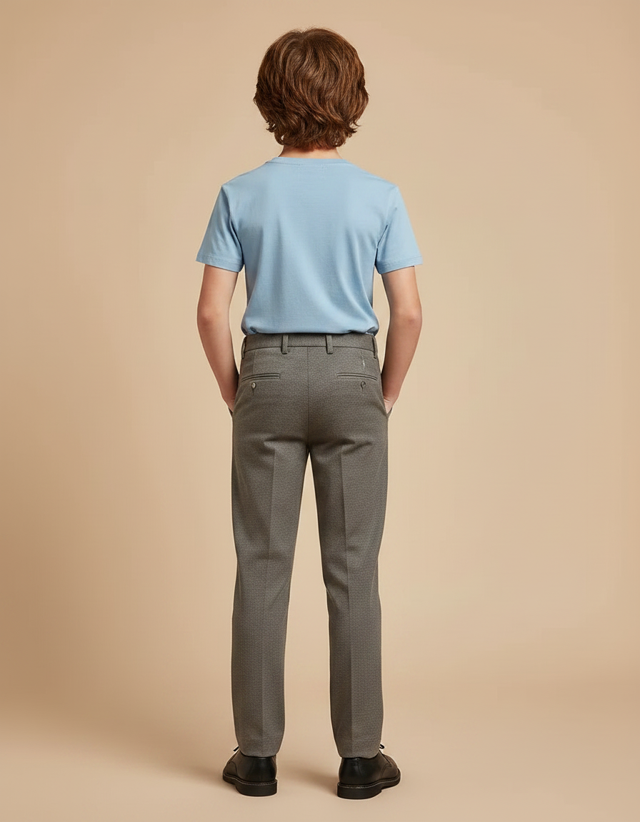 Pantalon Chino Gris Laine Coupe Droite Enfant - vue 2