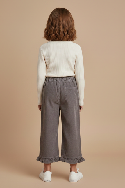 Pantalon Chino Gris Côtelé Ample Décontracté Enfant - Cordé - vue 2