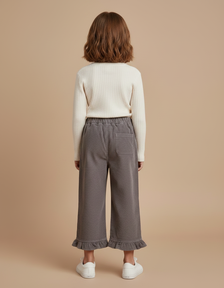 Pantalon Chino Gris Côtelé Ample Décontracté Enfant - Cordé - vue 2