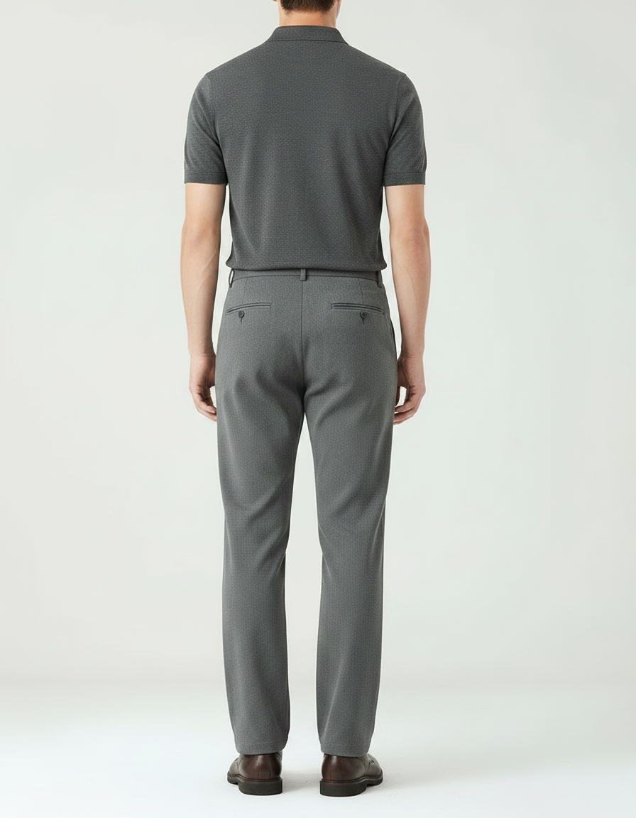 Pantalon Chino Gris Droit Élastique Décontracté Homme - Polyester - vue 2