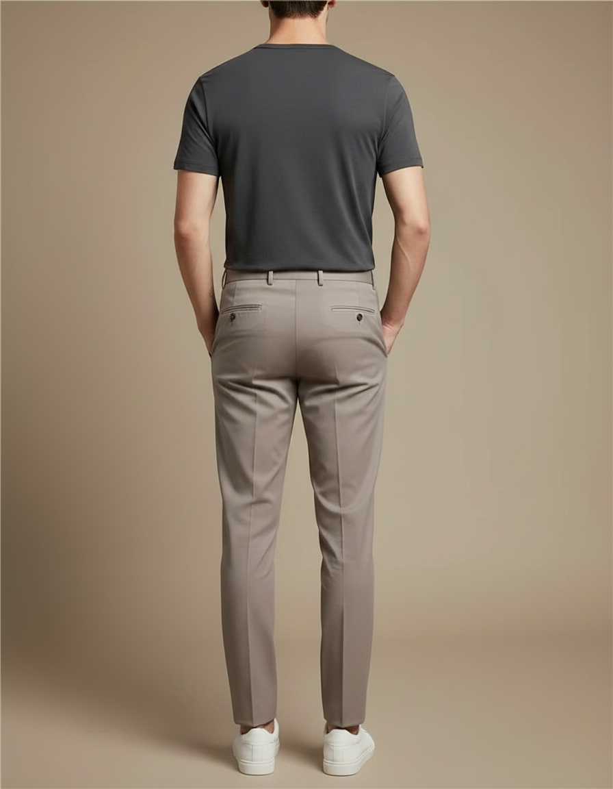 Pantalon Chino Beige Coupe Droite Homme Élégant - Gabardine - vue 2