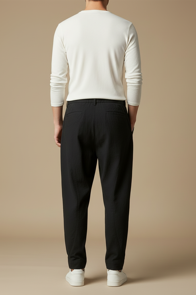 Pantalon Chino Noir Ample Décontracté Coton Homme - vue 2