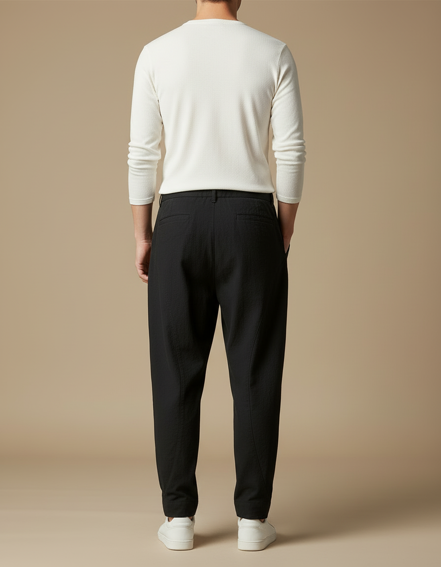 Pantalon Chino Noir Ample Décontracté Coton Homme - vue 2