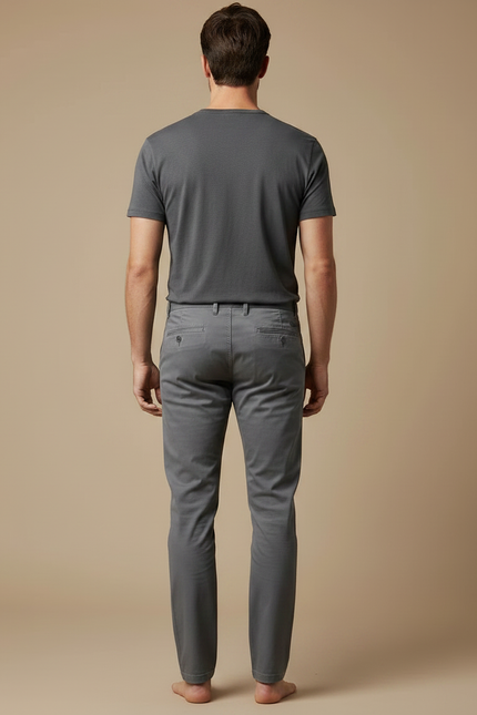 Pantalon Chino Gris Coton Slim Décontracté Homme - vue 2