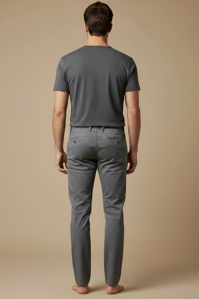 Pantalon Chino Gris Coton Slim Décontracté Homme - vue 2