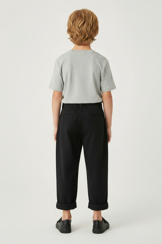 Pantalon Chino Fusele Oversize - Noir Coton - vue 2