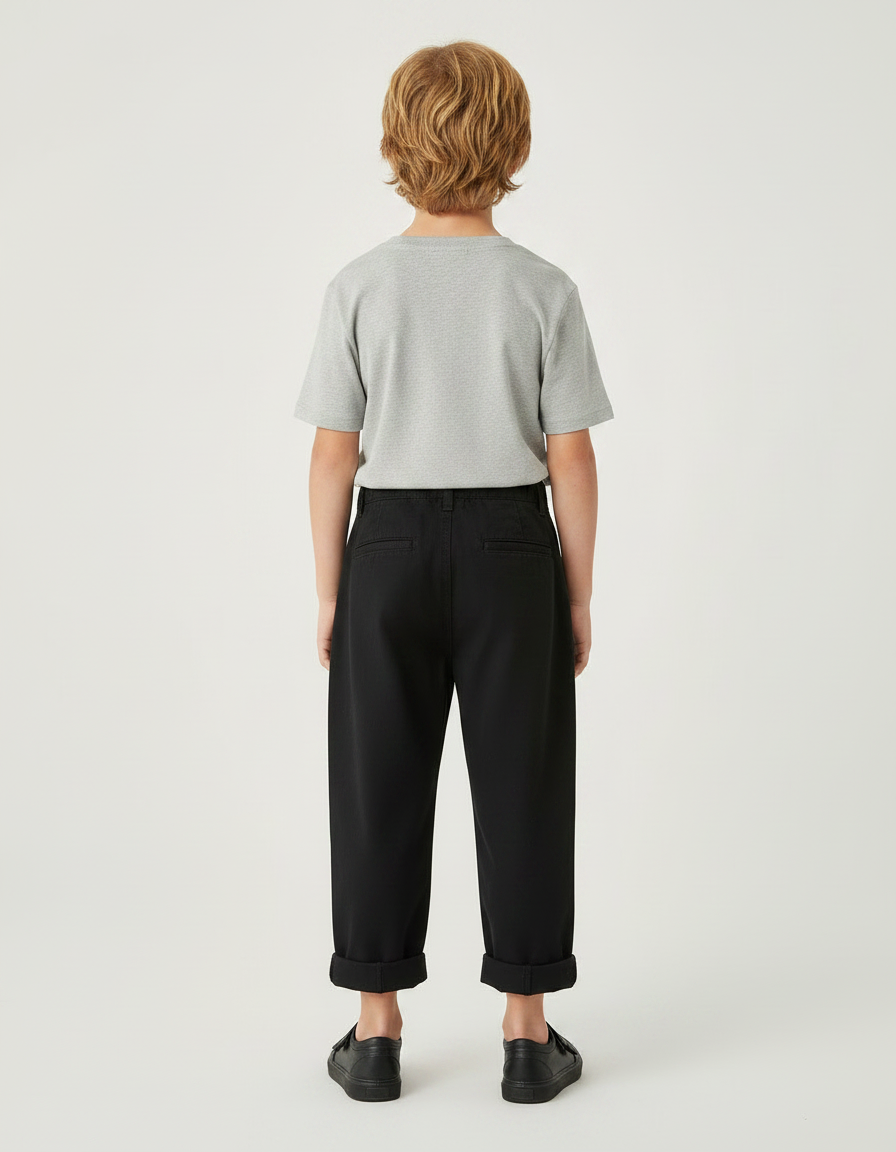 Pantalon Chino Fusele Oversize - Noir Coton - vue 2