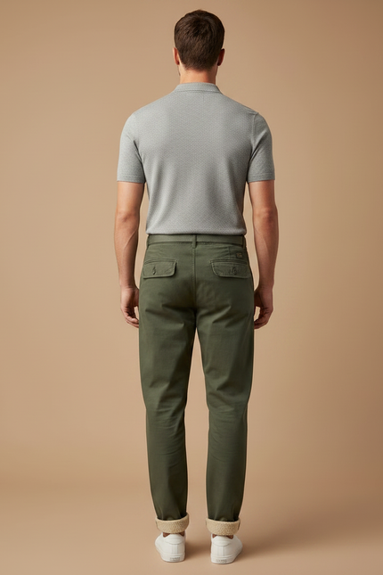 Pantalon Chino Homme Cargo - Kaki Gabardine - vue 2