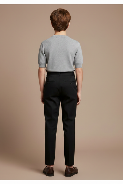 Pantalon Chino Noir Plissé Slim Formel Enfant - Gabardine - vue 2