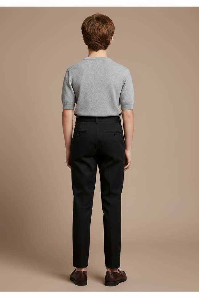 Pantalon Chino Noir Plissé Slim Formel Enfant - Gabardine - vue 2