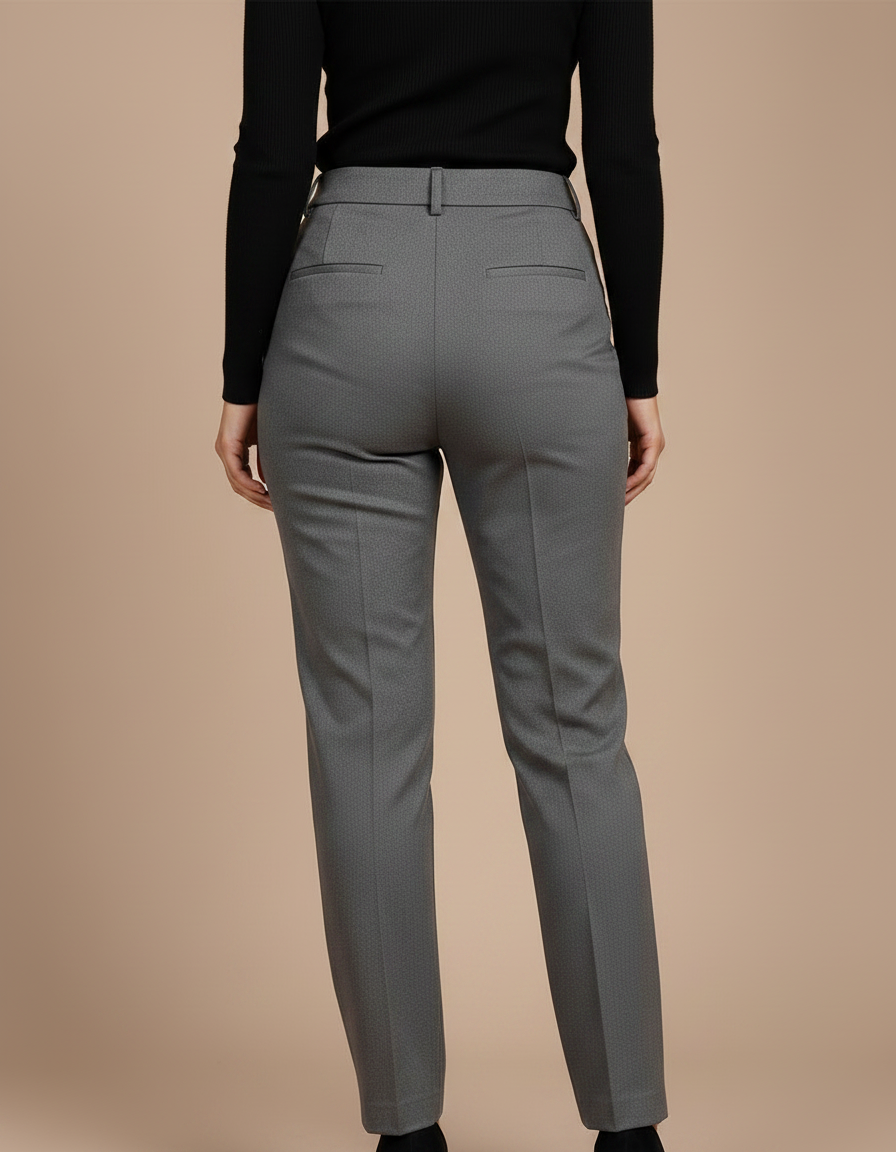 Pantalon Chino Gris Slim Élégant Femme Droit - Gabardine - vue 2