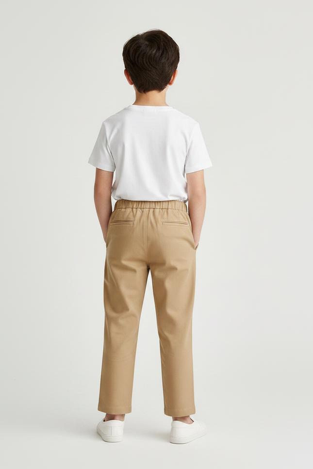 Pantalon Chino Beige Coton Élastiqué Droit Décontracté Enfant - vue 2