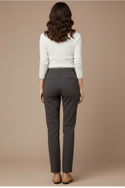 Pantalon Chino Gris Droit Extensible Formel Femme - Polyester - vue 2