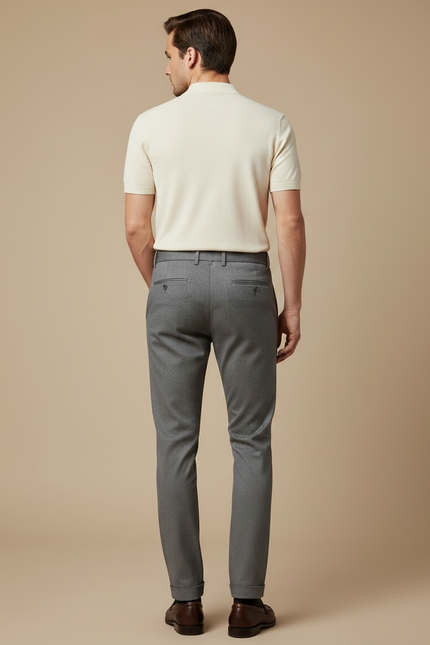 Pantalon Chino Gris Slim Ajusté Élégant Homme - Laine - vue 2