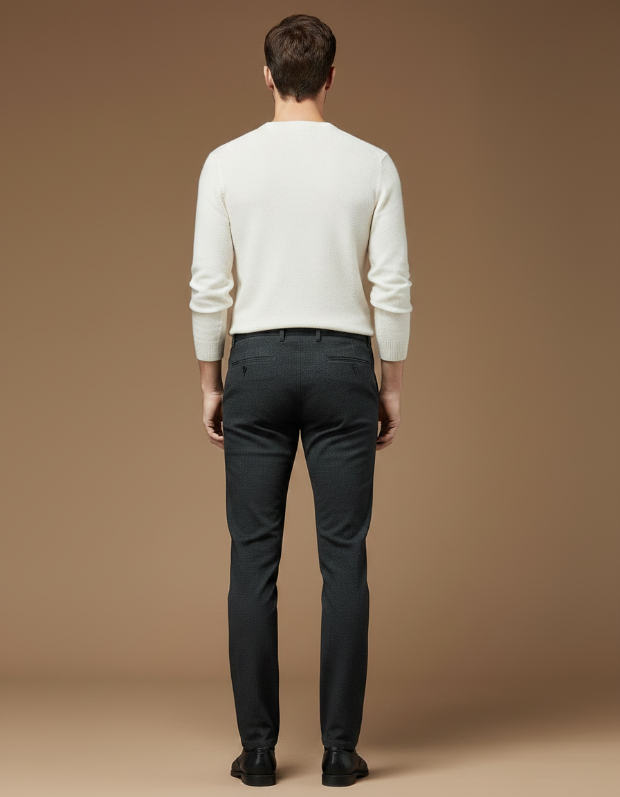 Pantalon Chino Gris Slim Élégant Hiver Homme - Laine - vue 2
