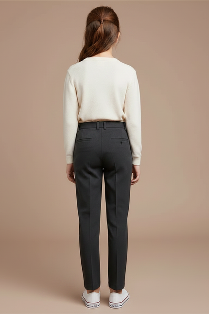 Pantalon Chino Gris Anthracite Droit Élégant Enfant - Gabardine - vue 2