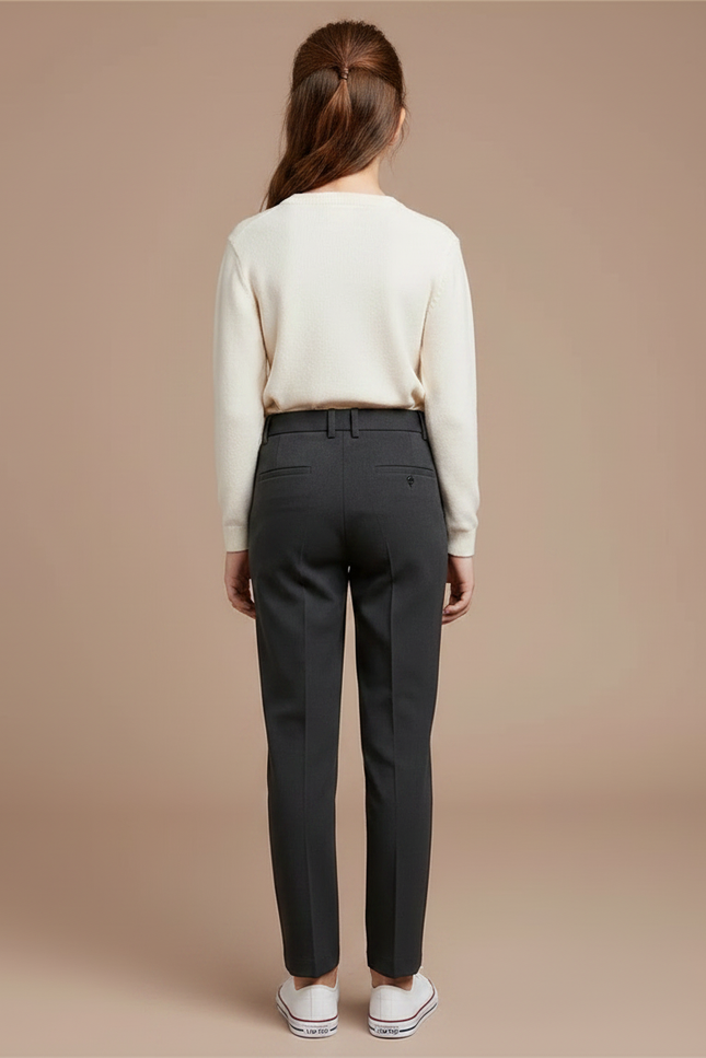Pantalon Chino Gris Anthracite Droit Élégant Enfant - Gabardine - vue 2
