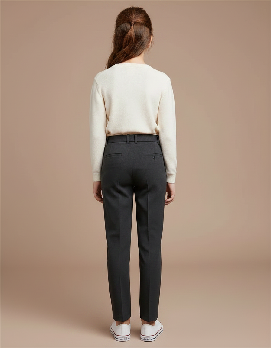 Pantalon Chino Gris Anthracite Droit Élégant Enfant - Gabardine - vue 2