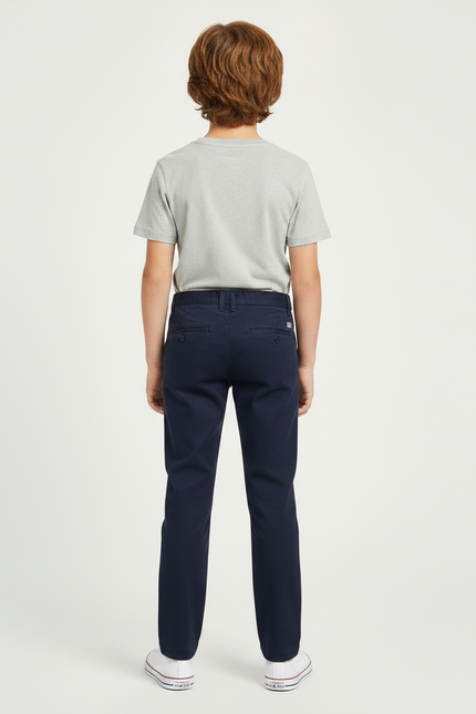 Pantalon Chino Marine Coton Droit Garçon Décontracté - vue 2