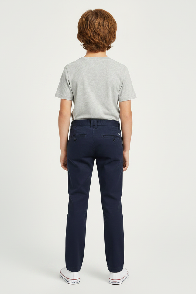 Pantalon Chino Marine Coton Droit Garçon Décontracté - vue 2