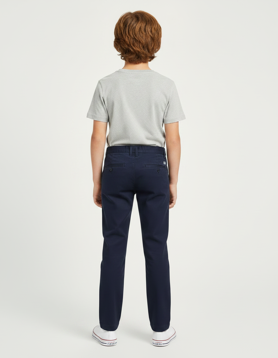 Pantalon Chino Marine Coton Droit Garçon Décontracté - vue 2