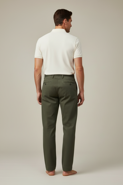 Pantalon Chino A Pinces Homme - Kaki Gabardine - vue 2