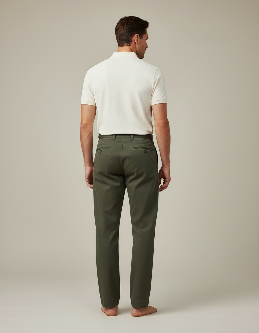 Pantalon Chino A Pinces Homme - Kaki Gabardine - vue 2