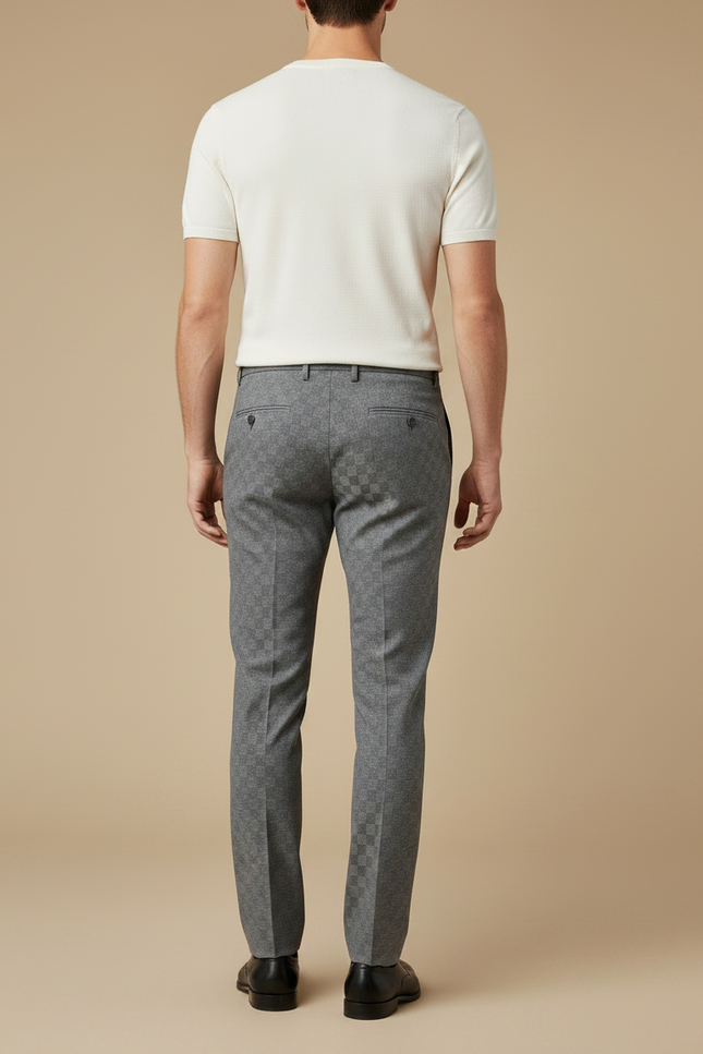 Pantalon Chino Homme Gris Tapered Coton Habillé - Laine - vue 2