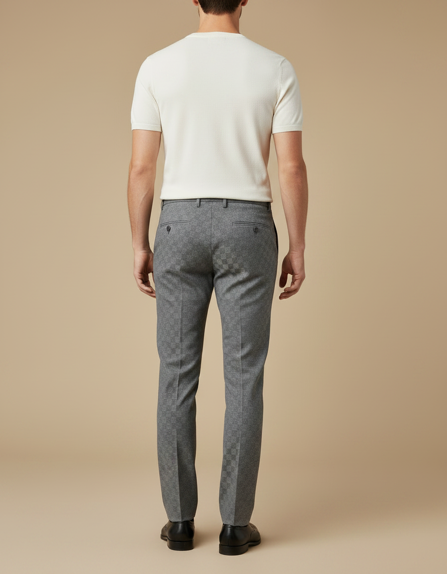 Pantalon Chino Homme Gris Tapered Coton Habillé - Laine - vue 2