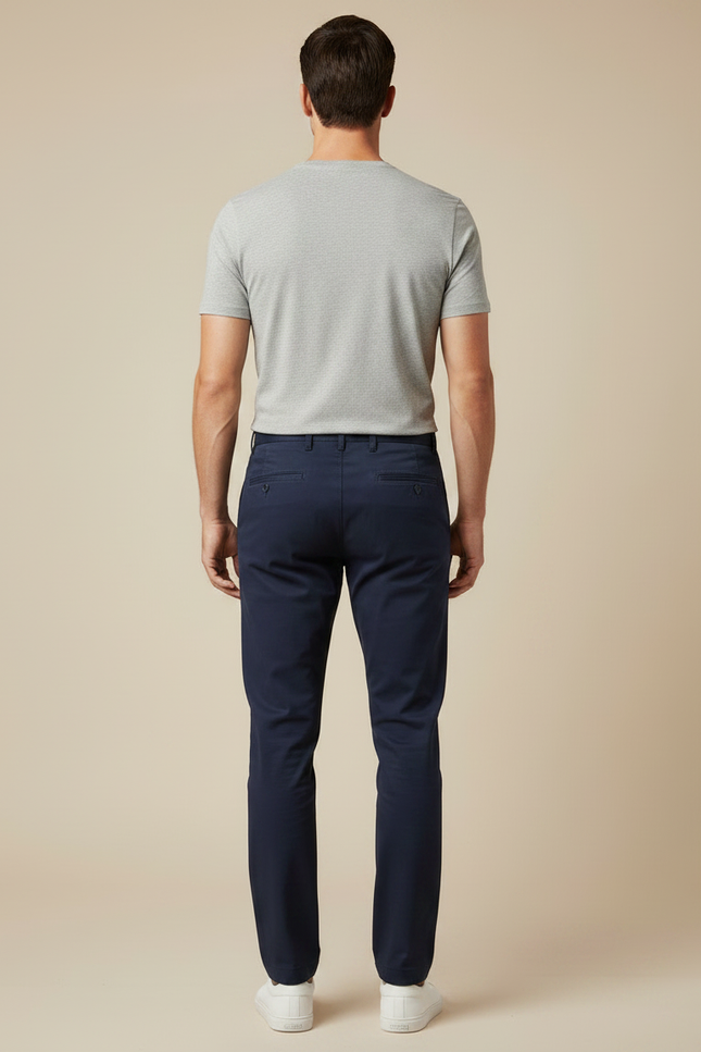 Pantalon Chino Bleu Marine Coton Homme Slim Fit - vue 2