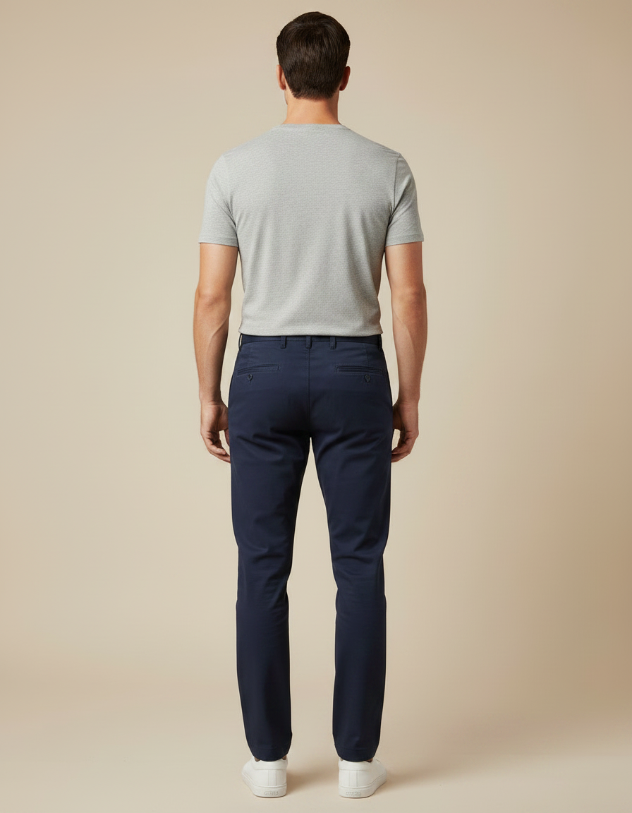 Pantalon Chino Bleu Marine Coton Homme Slim Fit - vue 2