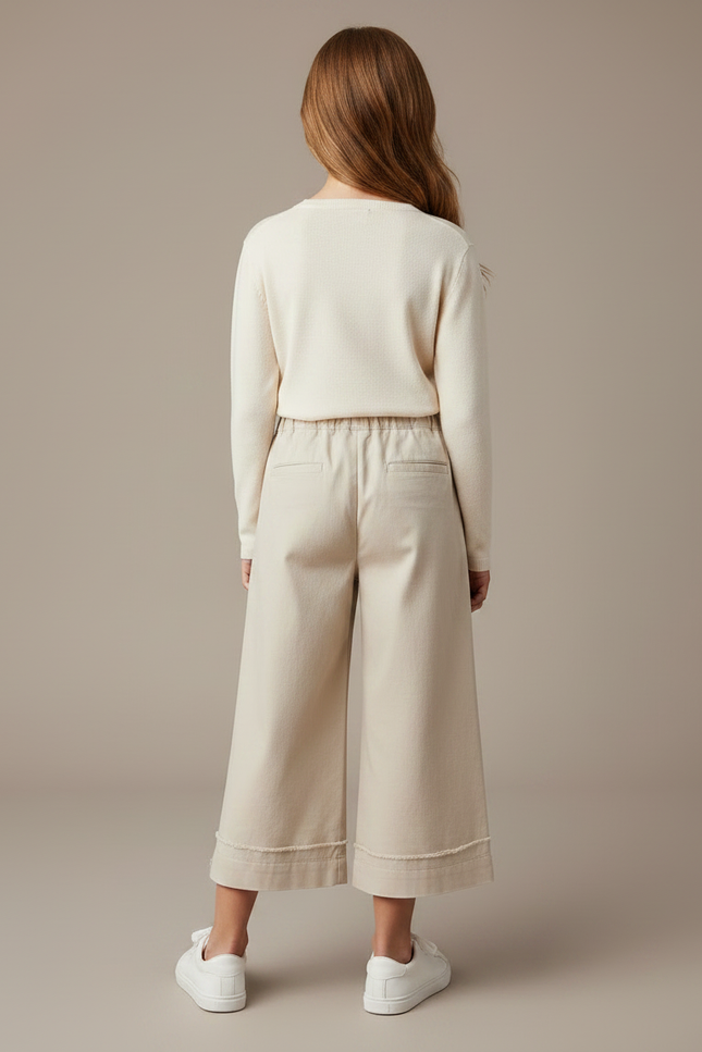 Pantalon Chino Beige Coton Ample Fille Décontracté - Gabardine - vue 2
