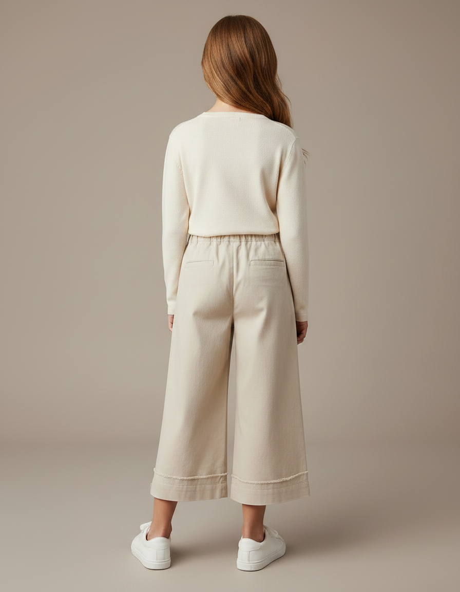Pantalon Chino Beige Coton Ample Fille Décontracté - Gabardine - vue 2