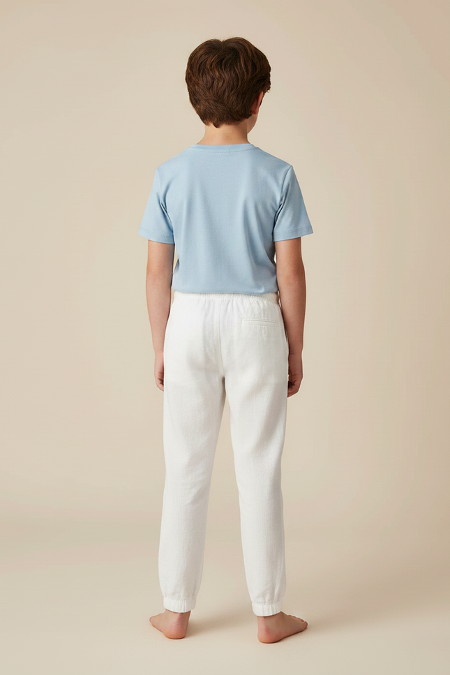 Pantalon Chino Blanc Lin Ample Décontracté Enfant - vue 2