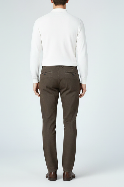 Pantalon Chino Marron Motif Discret Slim Homme - Coton - vue 2