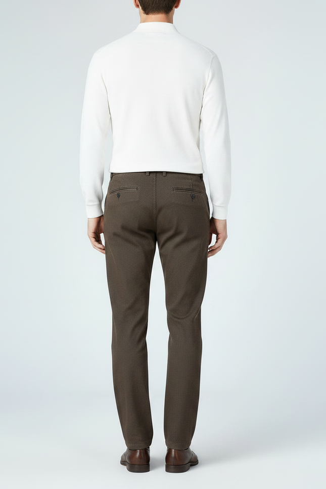 Pantalon Chino Marron Motif Discret Slim Homme - Coton - vue 2
