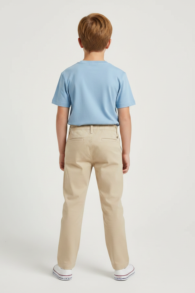 Pantalon Chino Beige Coton Droit Garçon Élastique - vue 2